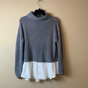 She + Sky Charcoal and White Turtleneck Sweater